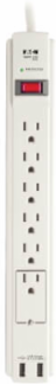 6-Outlet Surge Protector with 6 ft Cord, 990 Joules, 2 USB Charging Ports