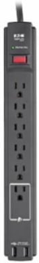 6-Outlet Surge Protector with 990 Joules, 6 ft Cord, 2 USB Ports (2.1A)