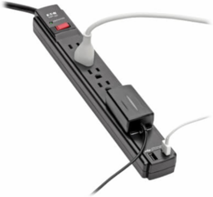 6-Outlet Surge Protector with 990 Joules, 6 ft Cord, 2 USB Ports (2.1A)