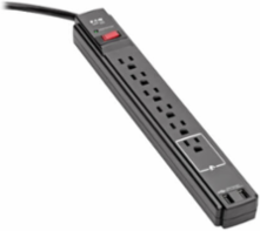 6-Outlet Surge Protector with 990 Joules, 6 ft Cord, 2 USB Ports (2.1A)