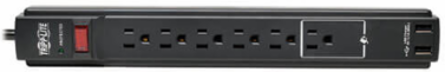 6-Outlet Surge Protector with 6 ft Cord, 990 Joules, 2 USB Ports
