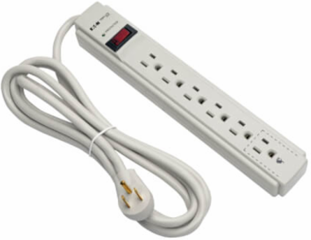 6-Outlet Surge Protector, 8 ft Cord, 990 Joules, Light Gray