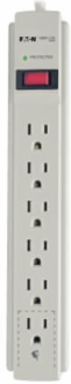 6-Outlet Surge Protector, 8 ft Cord, 990 Joules, Light Gray