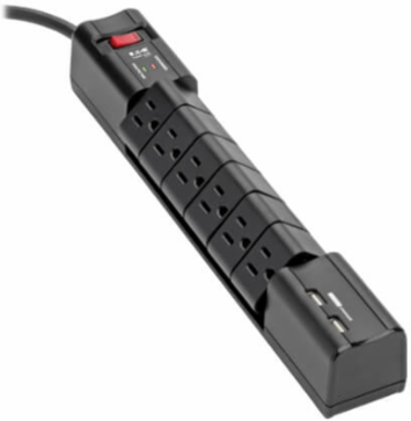 Surge Protector, 6 Rotatable Outlets, 8 Foot Cord, 1080 Joules, 2xUSB Ports