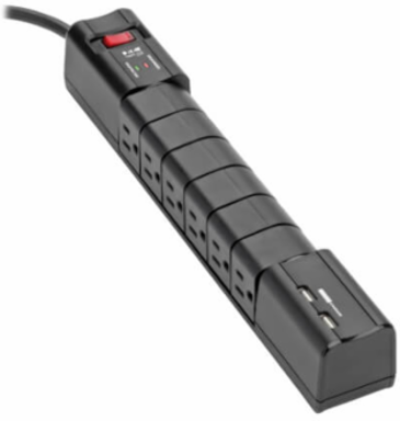 Surge Protector, 6 Rotatable Outlets, 8 Foot Cord, 1080 Joules, 2xUSB Ports