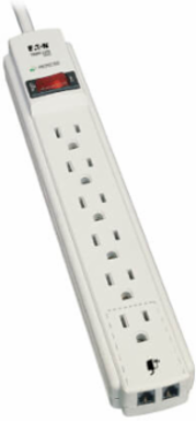 6-Outlet Surge Protector with 8 ft Cord, 990 Joules, Gray Housing
