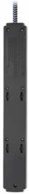 Surge Protector, 6-Outlet, 2 USB Ports, 10 ft Cord, 5-15P, 990 Joules, Antimicrobial, Black