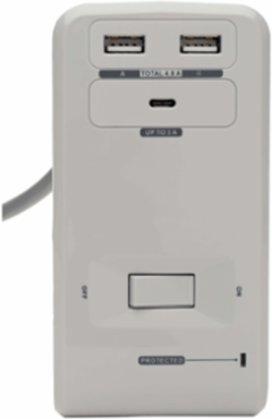 6-Outlet Surge Protector with 8 ft Cord, 1080 Joules, 3A USB-C