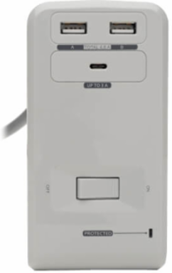 6-Outlet Surge Protector with 8 ft Cord, 1080 Joules, 3A USB-C