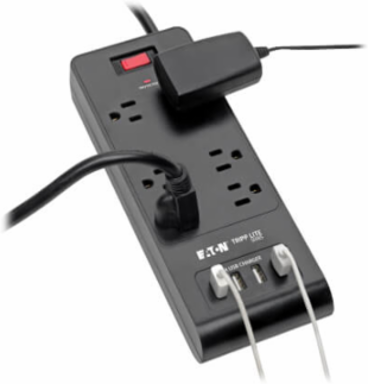6-Outlet Surge Protector with 4 USB Ports, 900 Joules, 6 ft Cord