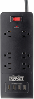 6-Outlet Surge Protector with 4 USB Ports, 900 Joules, 6 ft Cord
