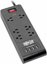 6-Outlet Surge Protector with 4 USB Ports, 900 Joules, 6 ft Cord