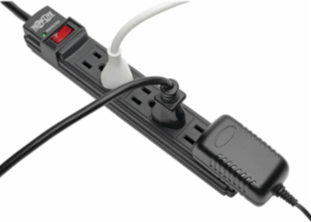 6-Outlet Surge Protector, 6 ft Cord, 360 Joules, Diagnostic LED, Black Housing