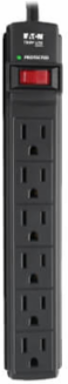 6-Outlet Surge Protector, 6 ft Cord, 360 Joules, Diagnostic LED, Black Housing