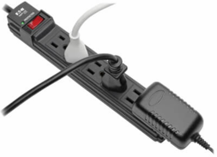 6-Outlet Surge Protector, 6 ft Cord, 360 Joules, Diagnostic LED, Black Housing