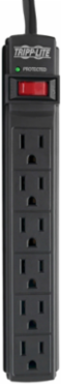 6-Outlet Surge Protector, 6 ft Cord, 360 Joules, Diagnostic LED, Black Housing