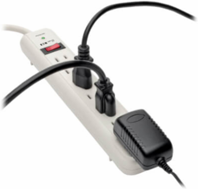 7-Outlet Surge Protector, 12 ft Cord, 1080 Joules, Light Gray Housing