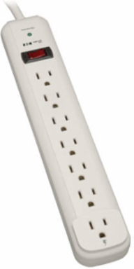 7-Outlet Surge Protector, 12 ft Cord, 1080 Joules, Light Gray Housing