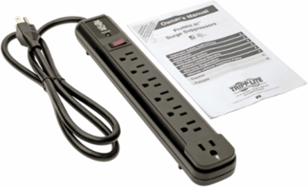 7-Outlet Surge Protector with 4 ft Cord, 1080 Joules, Black Housing