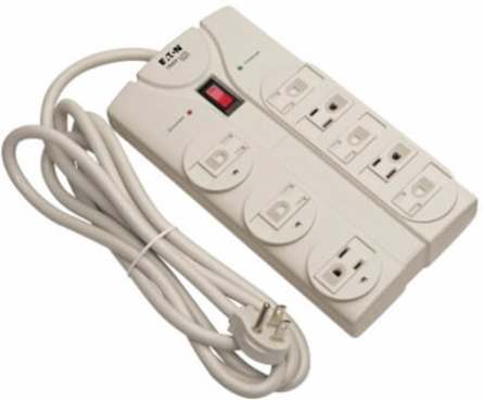 8-Outlet Surge Protector, 8 ft Cord, 1440 Joules, Light Gray Housing