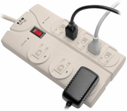 8-Outlet Surge Protector, 8 ft Cord, 1440 Joules, Light Gray Housing