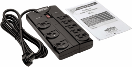 8-Outlet Surge Protector 1440 Joules 8 ft Cord Black Housing