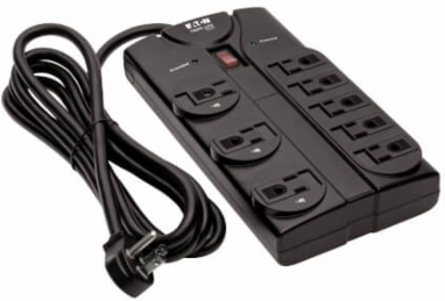 8-Outlet Surge Protector 1440 Joules 8 ft Cord Black Housing