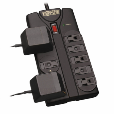 8-Outlet Surge Protector 1440 Joules 8 ft Cord Black Housing