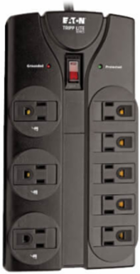 8-Outlet Surge Protector 1440 Joules 8 ft Cord Black Housing