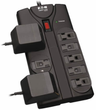 8-Outlet Surge Protector 1440 Joules 8 ft Cord Black Housing