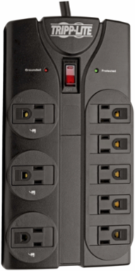 8-Outlet Surge Protector 1440 Joules 8 ft Cord Black Housing