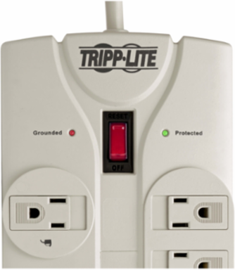 8-Outlet Surge Protector, 25 ft Cord, 1440 Joules, Right-Angle Plug, Light Gray