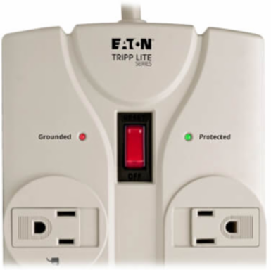 8-Outlet Surge Protector, 25 ft Cord, 1440 Joules, Right-Angle Plug, Light Gray