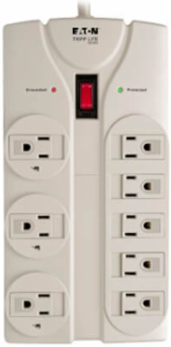 8-Outlet Surge Protector, 25 ft Cord, 1440 Joules, Right-Angle Plug, Light Gray