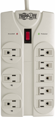 8-Outlet Surge Protector, 25 ft Cord, 1440 Joules, Right-Angle Plug, Light Gray