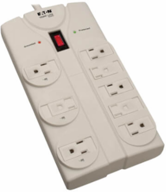 8-Outlet Surge Protector, 25 ft Cord, 1440 Joules, Right-Angle Plug, Light Gray