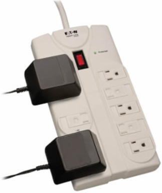 8-Outlet Surge Protector, 25 ft Cord, 1440 Joules, Right-Angle Plug, Light Gray