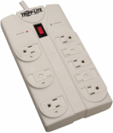 8-Outlet Surge Protector, 25 ft Cord, 1440 Joules, Right-Angle Plug, Light Gray