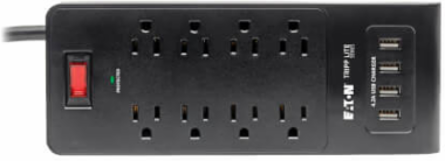 8-Outlet Surge Protector with 4 USB Ports, 6 ft Cord, 1800 Joules