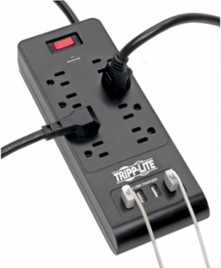 8-Outlet Surge Protector with 4 USB Ports, 6 ft Cord, 1800 Joules