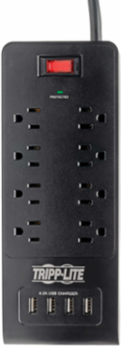8-Outlet Surge Protector with 4 USB Ports, 6 ft Cord, 1800 Joules