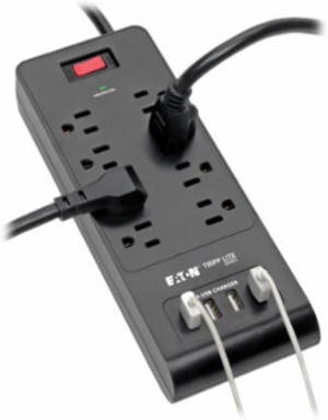 8-Outlet Surge Protector with 4 USB Ports, 6 ft Cord, 1800 Joules