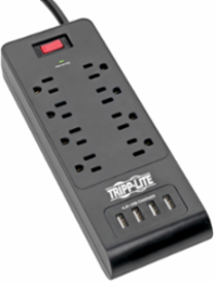 8-Outlet Surge Protector with 4 USB Ports, 6 ft Cord, 1800 Joules