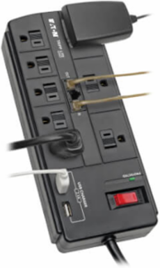 8-Outlet Surge Protector, 1200 Joules, 2 USB Ports, 8 ft Cord