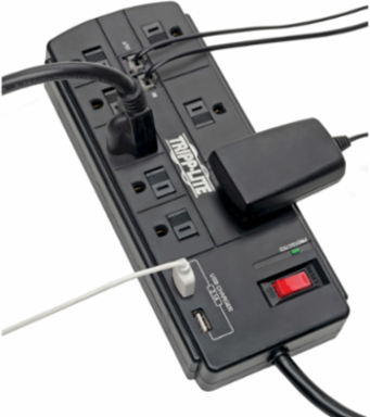 8-Outlet Surge Protector, 1200 Joules, 2 USB Ports, 8 ft Cord