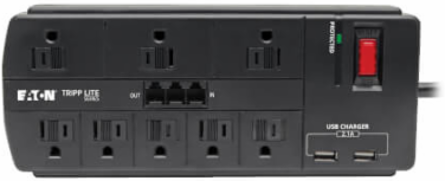 8-Outlet Surge Protector, 1200 Joules, 2 USB Ports, 8 ft Cord