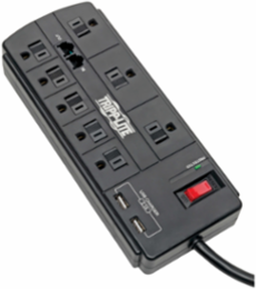 8-Outlet Surge Protector, 1200 Joules, 2 USB Ports, 8 ft Cord