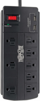 8-Outlet Surge Protector with 2 USB Ports, 1200 Joules, 8 ft Cord