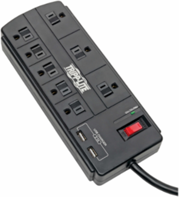 8-Outlet Surge Protector with 2 USB Ports, 1200 Joules, 8 ft Cord