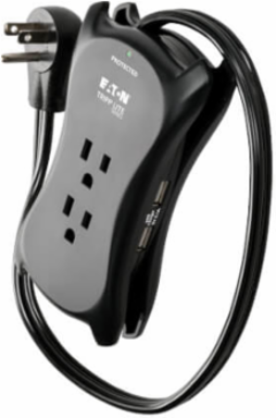 Travel Surge Protector with 3 Outlets, 18 Inch Cord, 1050 Joules, 2 USB Ports